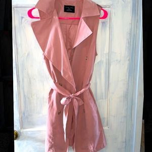 Pink tied trench vest
